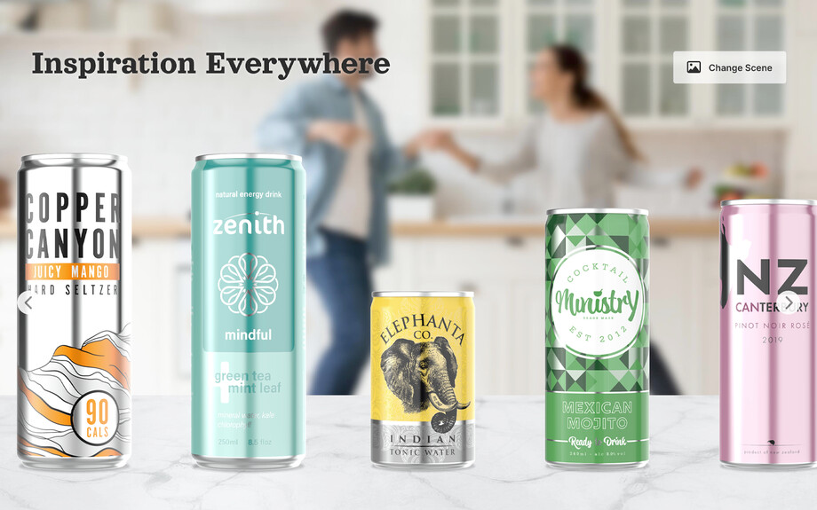 Screenshot of crowncork.com. Includes a slideshow of decorative aluminum can designs.